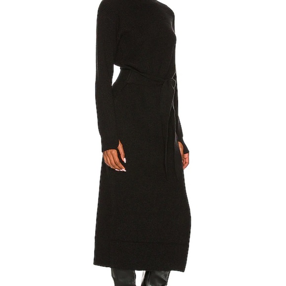 LPA Long Sleeve Ribbed Dress in Black - Picture 3 of 5